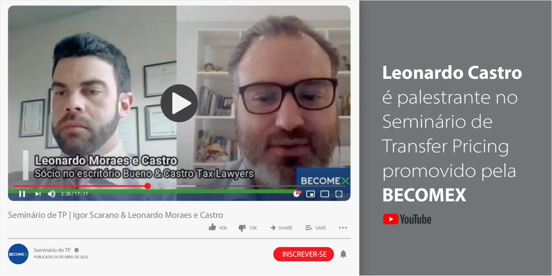eonardo Castro palestra no Seminário de Transfer Pricing promovido pela Becomex